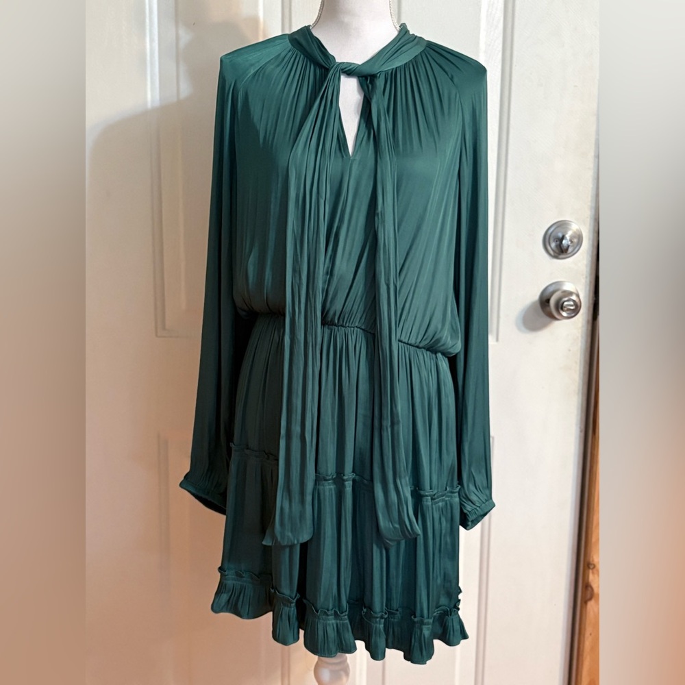 Current Air Anthropology Green Long Sleeve Dress with Silky Soft Feel NWT size M